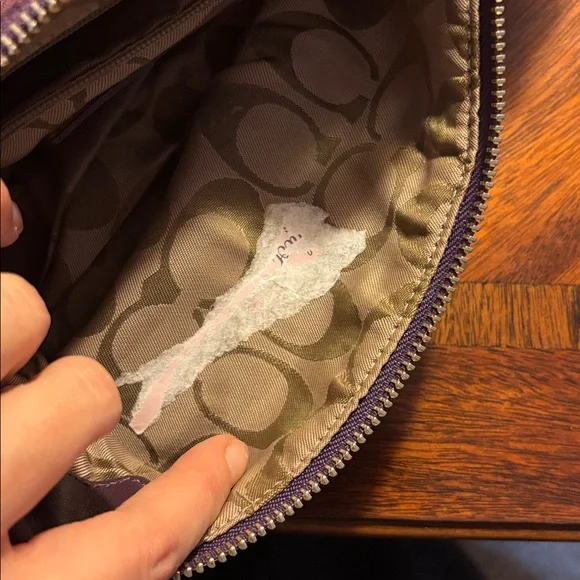 Coach Y2K Hamptons Demi Baguette Shoulder Bag purple Suede Vintage Used - Picture 6 of 6